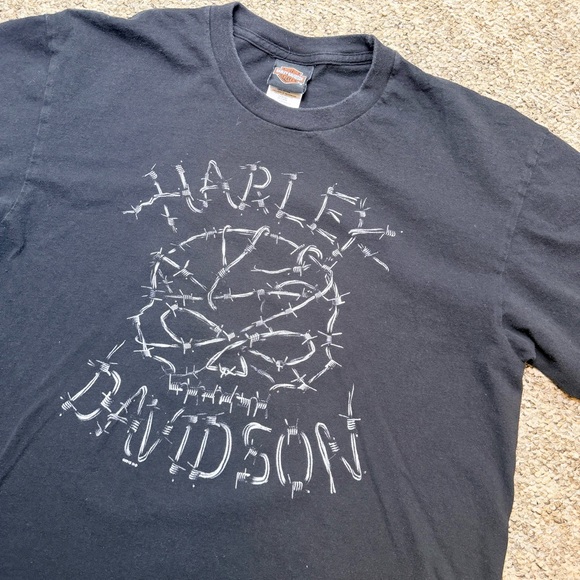 Harley-Davidson 2018 Barb Wire Skull Tulsa, OK Black Graphic T-Shirt Large - Picture 1 of 3